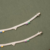 Multicolour Enamel Silver Anklet