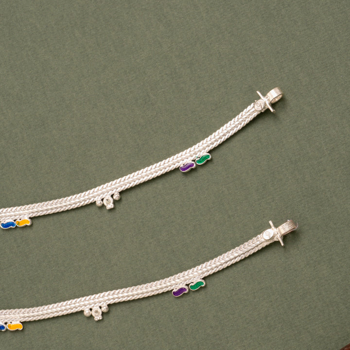 Multicolour Enamel Silver Anklet