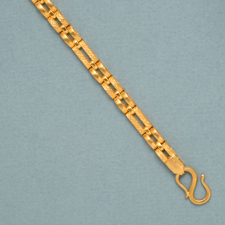 Elegant Dual Design Square Link Gold Bracelet