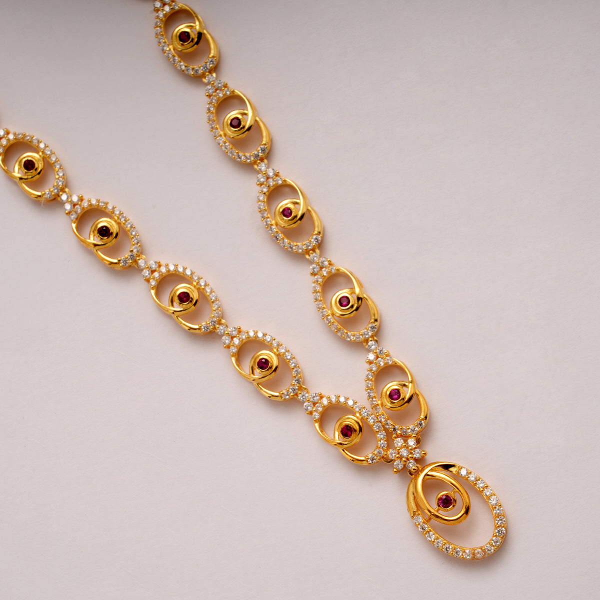 Oval Shape Gold Plated Designer Necklace Set