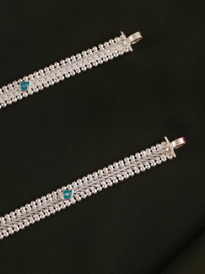 Double Arumbu Silver Anklet