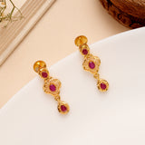 Geometric Ruby Filigree Pendant Necklace Set