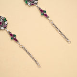 Antique Emerald Ruby Heritage Silver Anklet