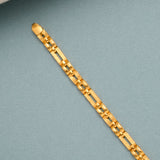 Elegant Dual Design Square Link Gold Bracelet