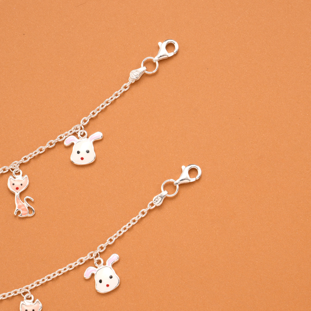Cute Cartoon Animal Silver Baby Anklets