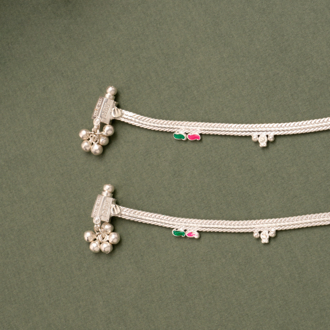 Multicolour Enamel Silver Anklet