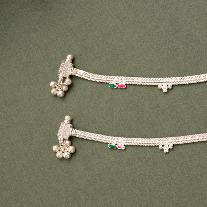 Multicolour Enamel Silver Anklet