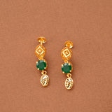 Elegant Green Stone Drops Golden Necklace Set
