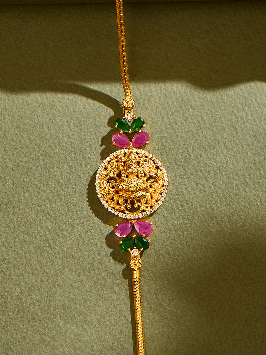 Circle Lakshmi Ruby & Emerald Mugappu Chain