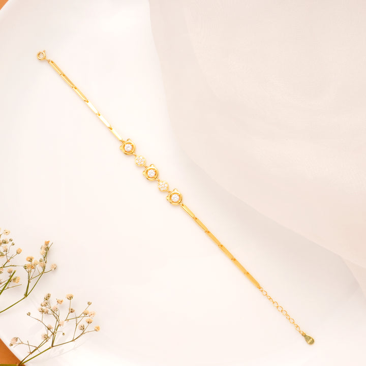 Celestial Spark Gold Plated Round CZ Stone Bracelet