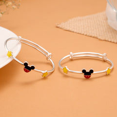 Mickey Mouse Floral Silver Baby Bangle