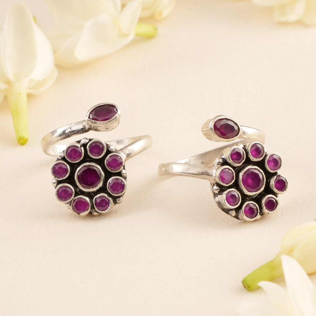 Unique Ruby with Drops Antique Toe Ring
