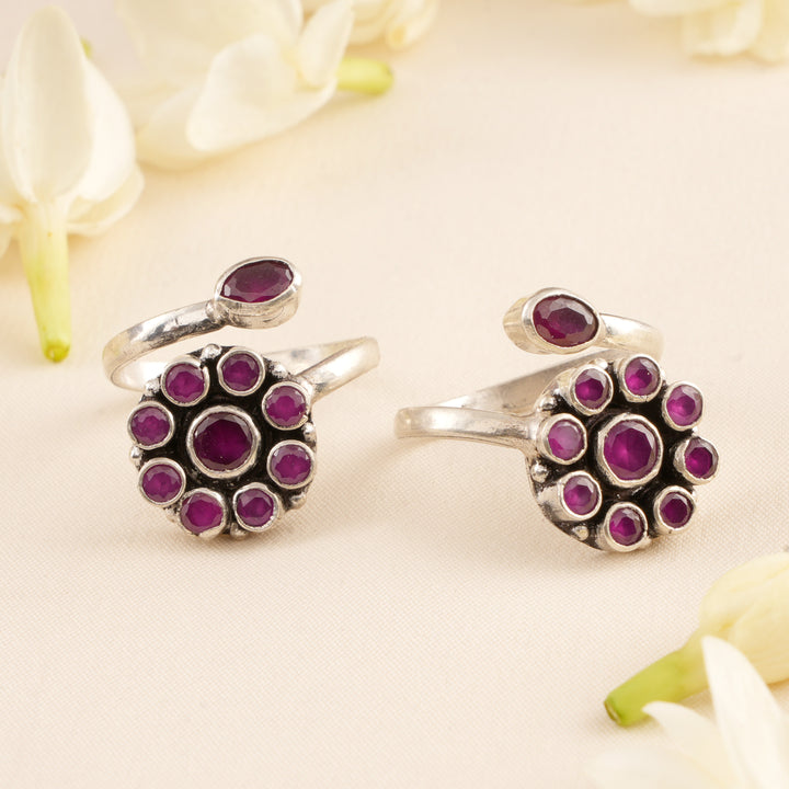 Unique Ruby with Drops Antique Toe Ring