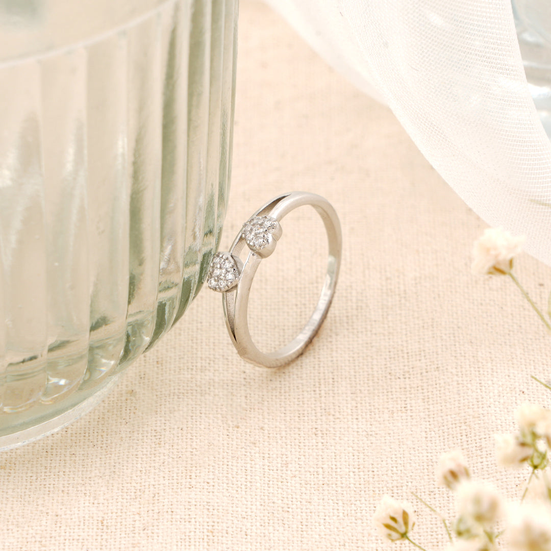 Double Heart Silver Ring