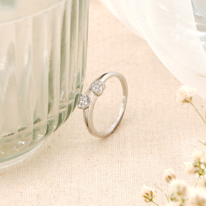 Double Heart Silver Ring