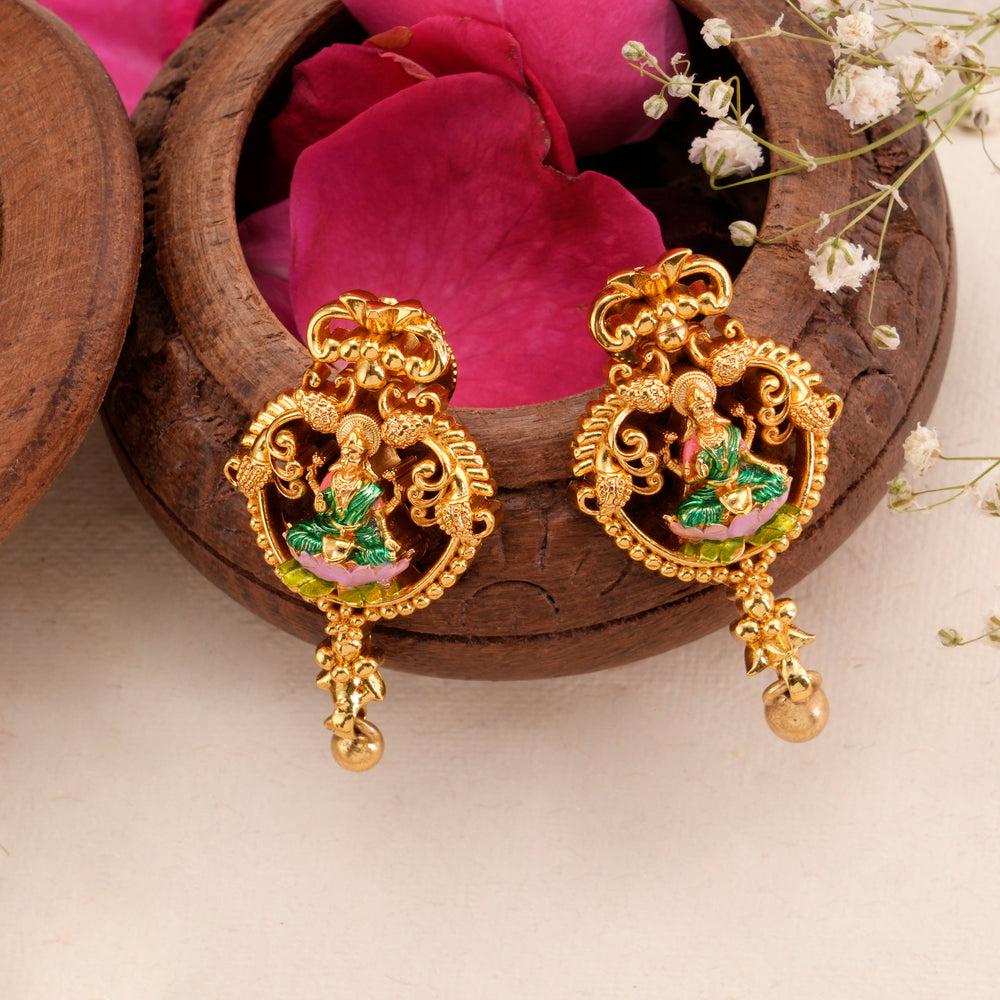 Traditional Lakshmi Single Golden Drop Earring