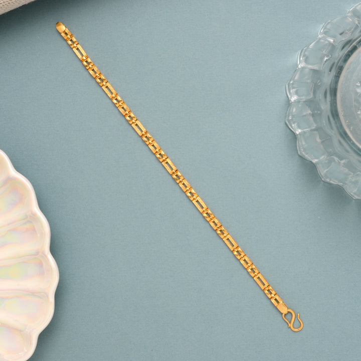 Elegant Dual Design Square Link Gold Bracelet