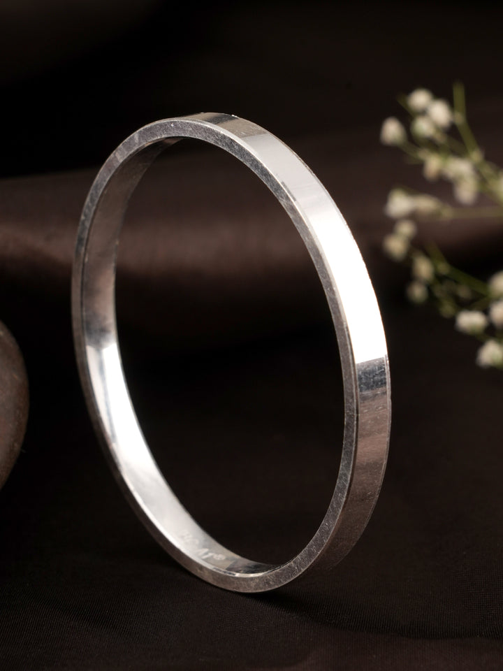 Fine Edge Plain Men's Silver Kada