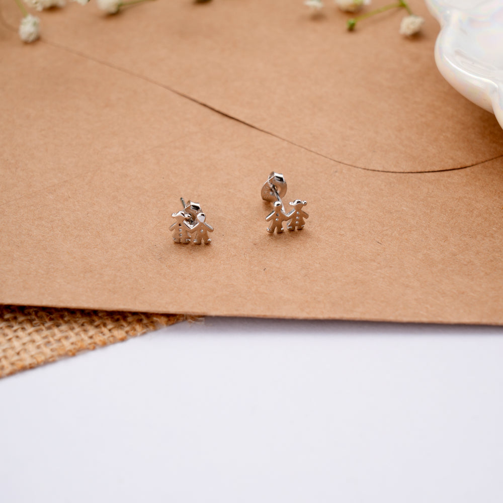 Couple Pattern Silver Stud Earring