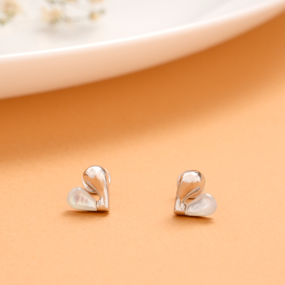 Trendy Duo Heart Silver Stud