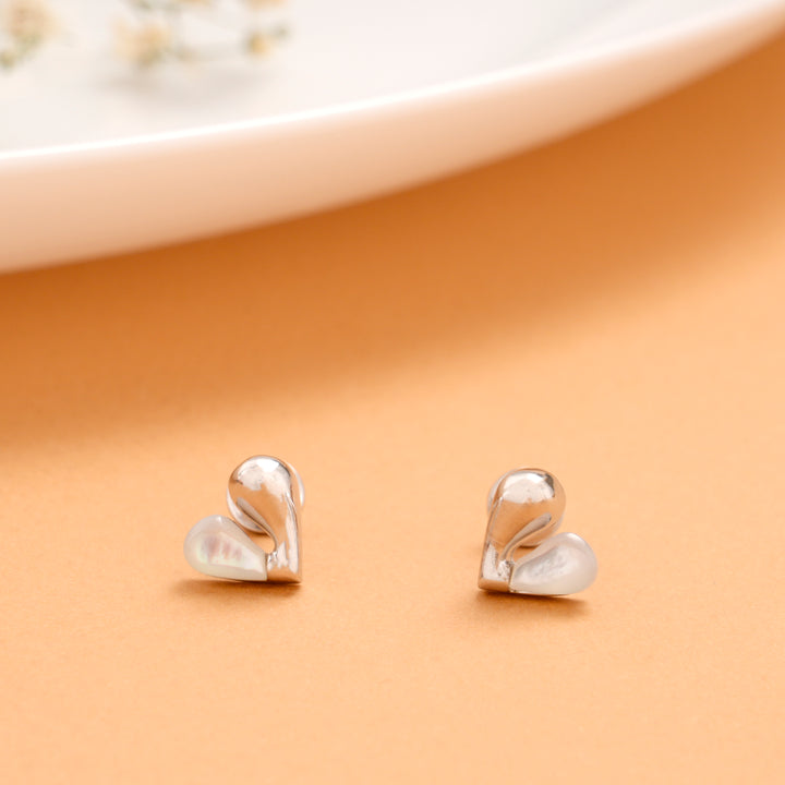 Trendy Duo Heart Silver Stud