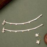Multicolour Enamel Silver Anklet