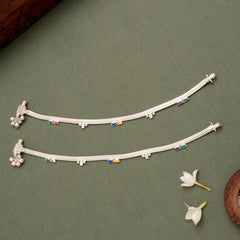 Multicolour Enamel Silver Anklet
