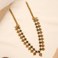 Ruby with Emerald Lakshmi Coin Golden Long Necklace