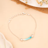 Blue & White Spiral Bead Baby Silver Bracelet
