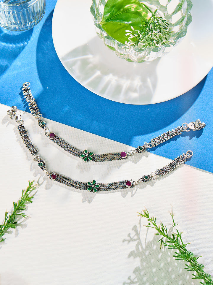 Emerald Gaze Twist Antique Anklet