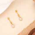 Oval Shape White Stone Drops Golden Koppu
