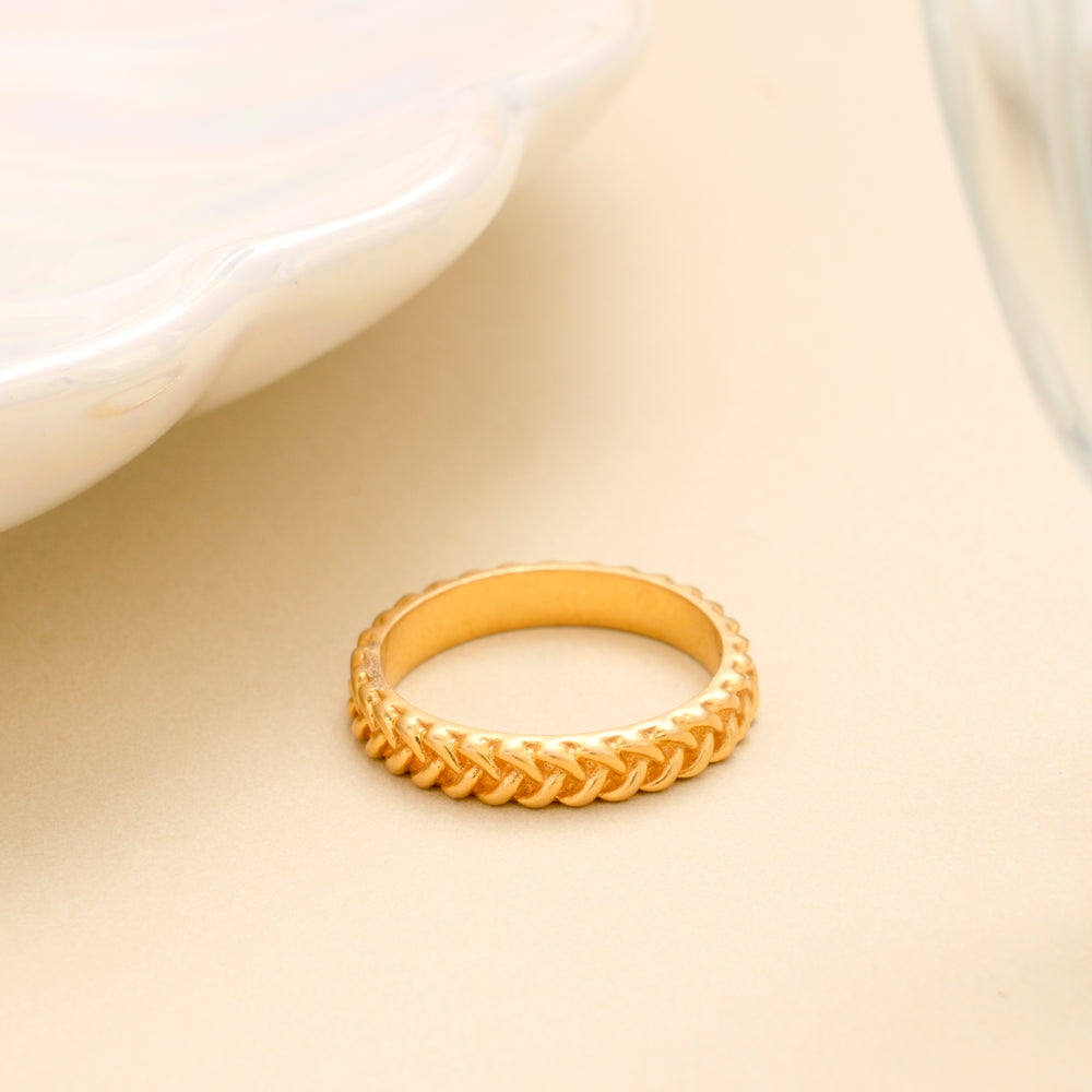 Braided Pattern Gold Band Ring