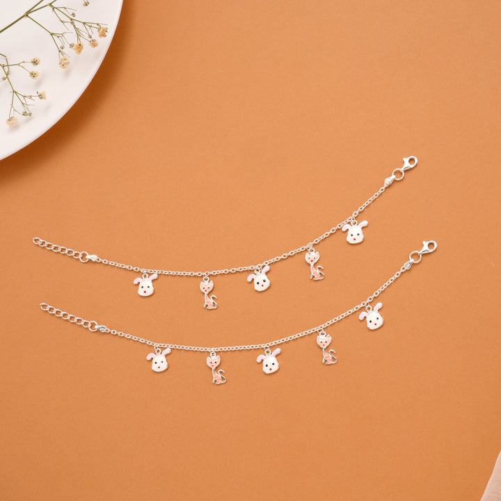 Cute Cartoon Animal Silver Baby Anklets