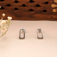 Elegant Silver Rectangle Shape Stud
