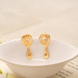 Dangling Tear Drop Charm Golden Earring