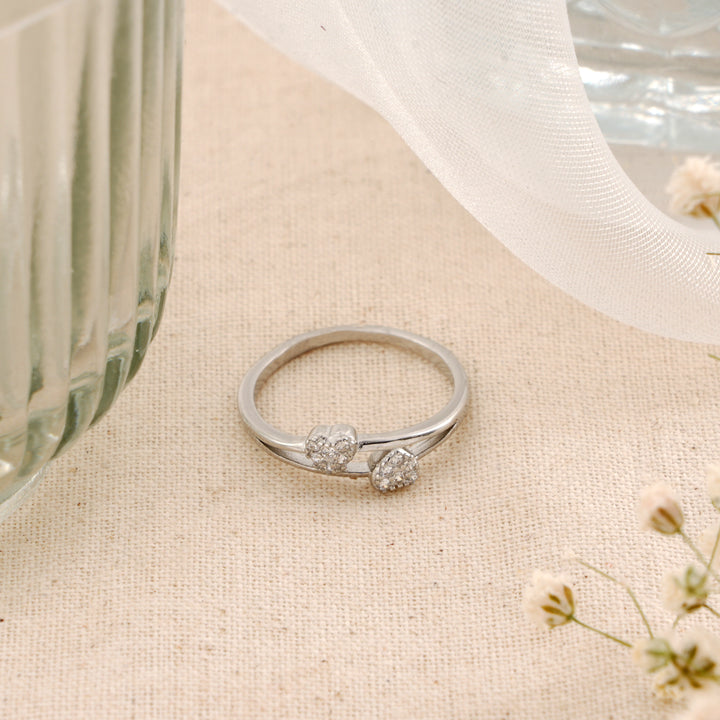 Double Heart Silver Ring