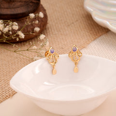 Blossom Enamel Flower Golden Drop Stud