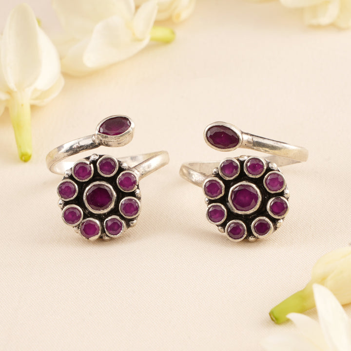 Unique Ruby with Drops Antique Toe Ring
