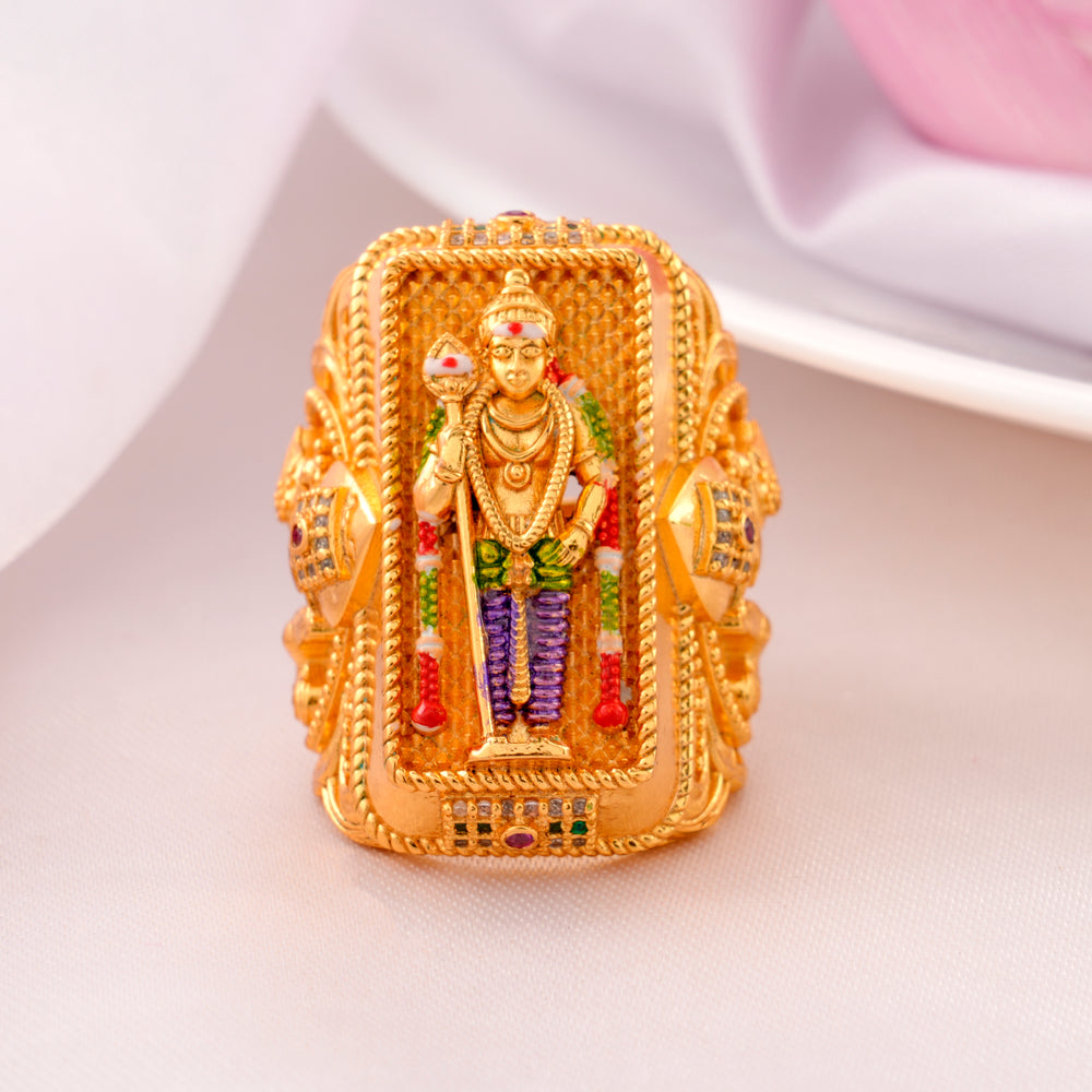 Divine Muruga Golden Silver Ring