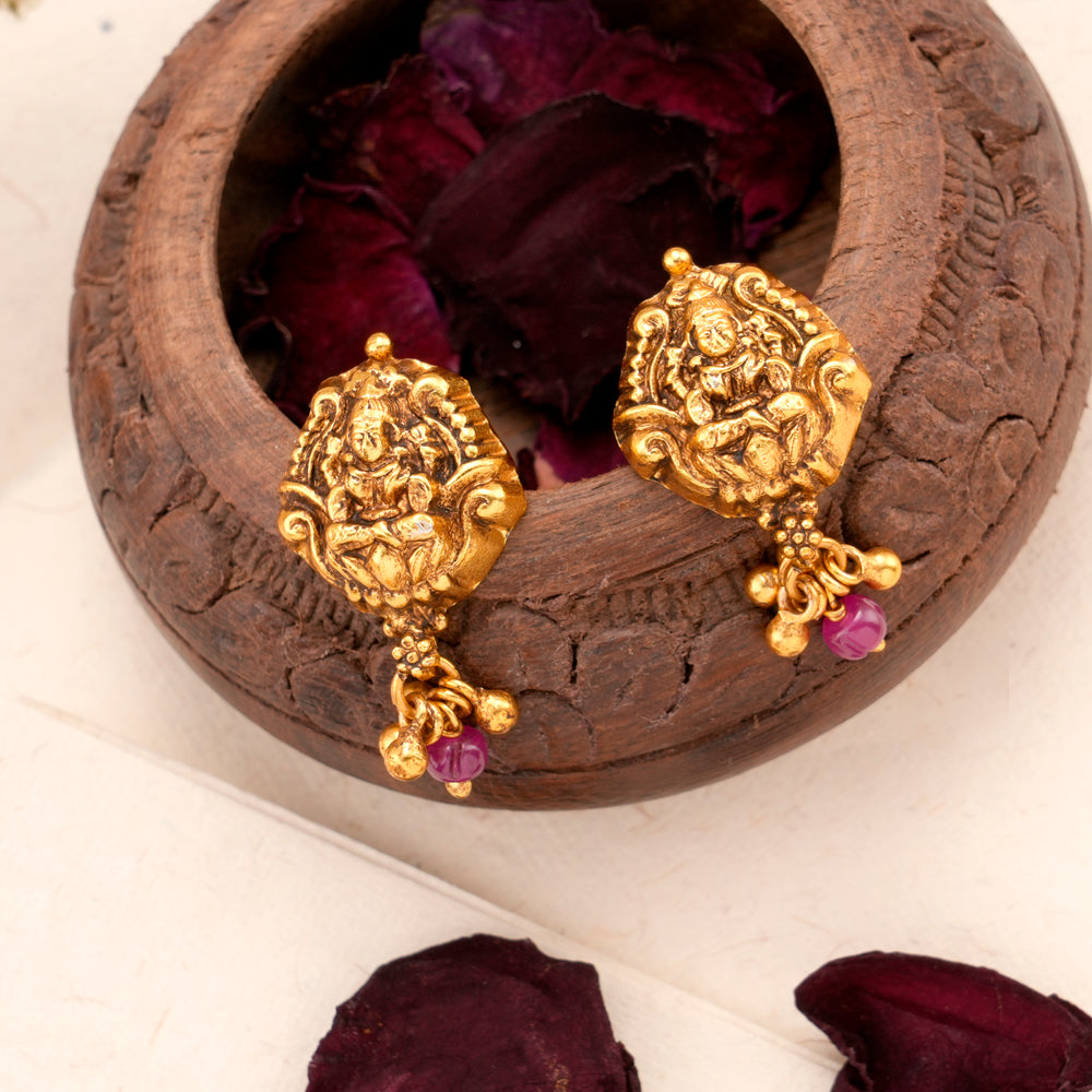 Temple Lakshmi Golden Drop Earring