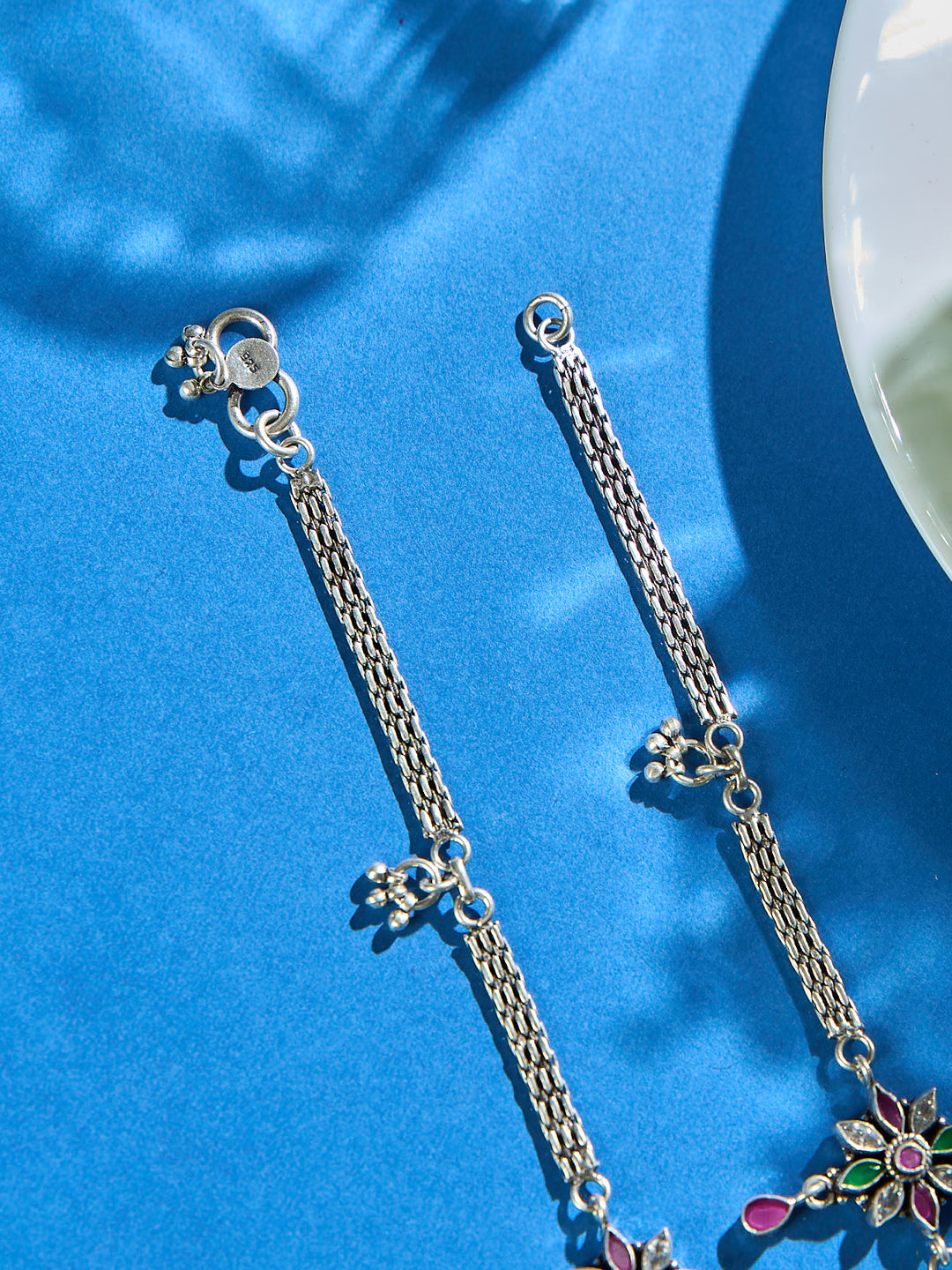 Ruby Floral Drop Antique Anklet