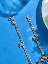 Ruby Floral Drop Antique Anklet