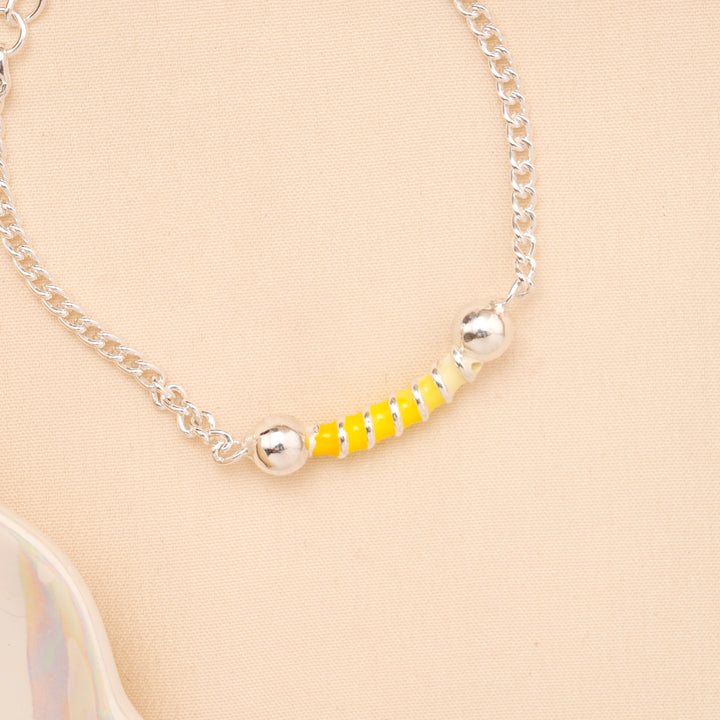 Yellow Spiral Bead Baby Silver Bracelet