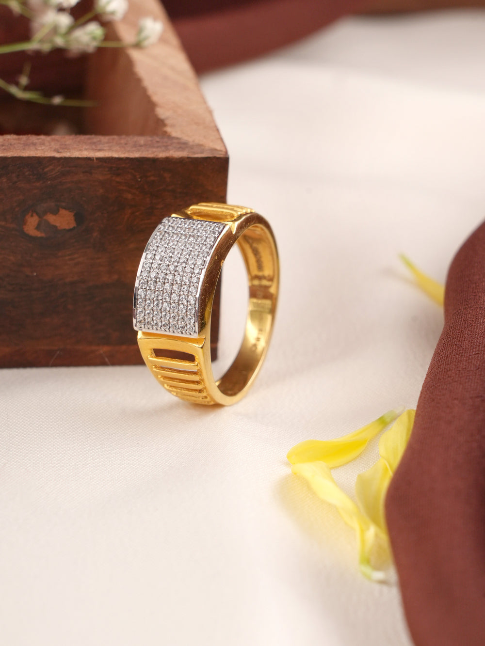 Cubic Zirconia Stone Gold Men Ring