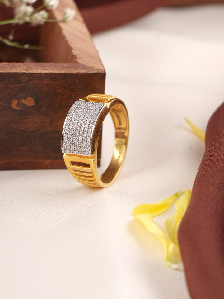 Cubic Zirconia Stone Gold Men Ring
