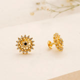 Floral Golden White Stone Kundan Stud