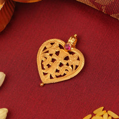 Gold Heart Shaped Cross Thali Pendant