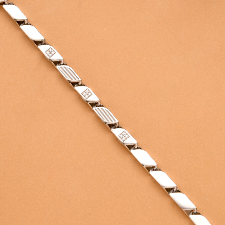 Rice Chain Design Men's Silver Bracelet