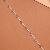 Stylish Red Tear Drop Stone Silver Women’s Bracelet