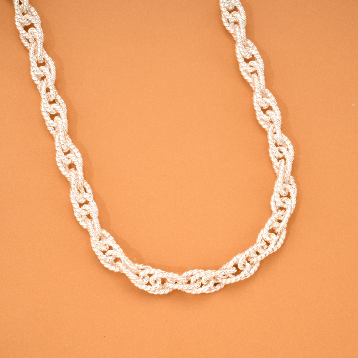 Elegant Twisted Heavy Rope Silver Chain